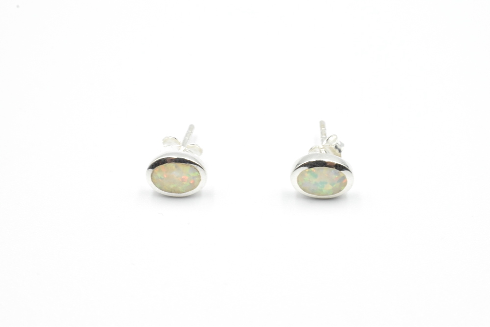 studded earrings with opal