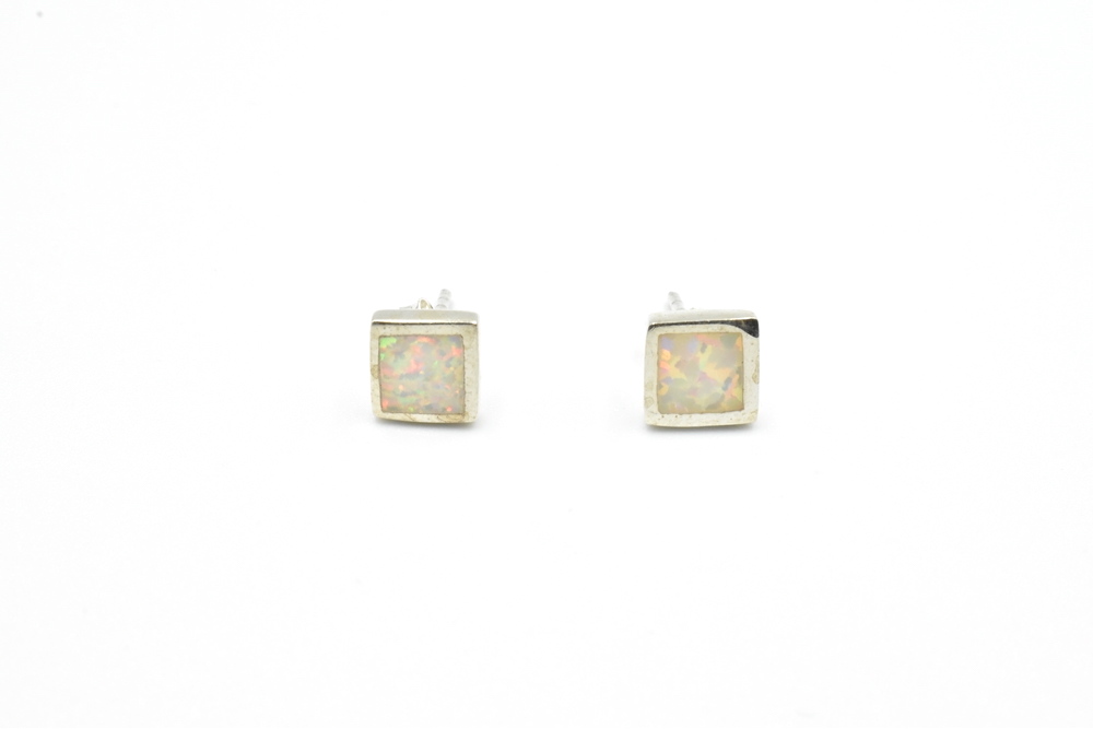 studded earrings with opal