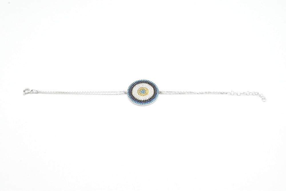 silver bracelet with zircon 