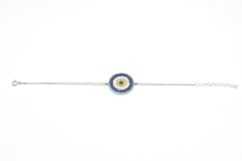silver bracelet with zircon 