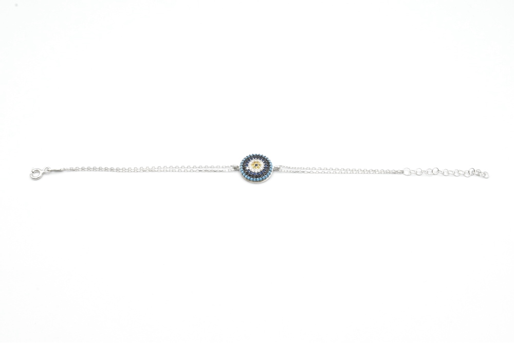 silver bracelet with zircon 