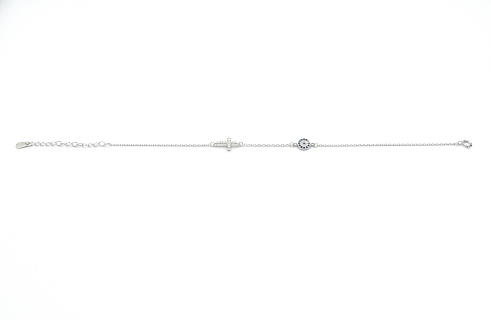 silver bracelet with zircon 