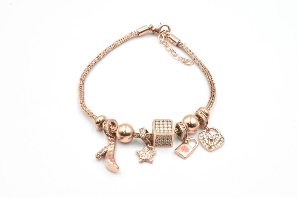 pink gold bracelet with zircon 