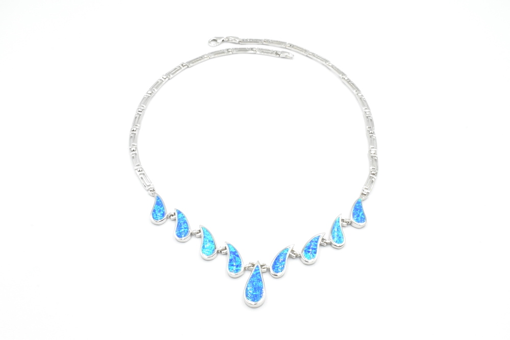 silver necklace with opal 
