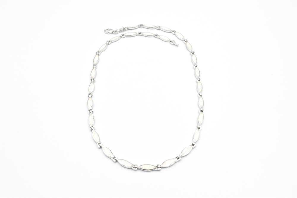silver necklace with opal 
