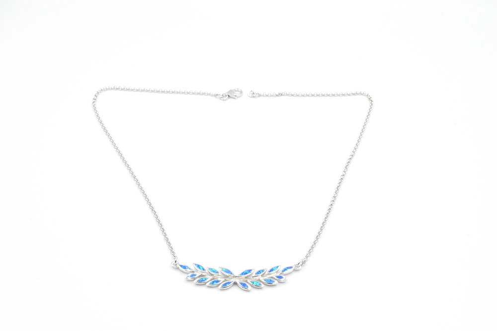 silver necklace with opal 