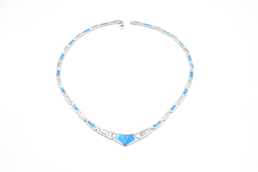 silver necklace with opal 