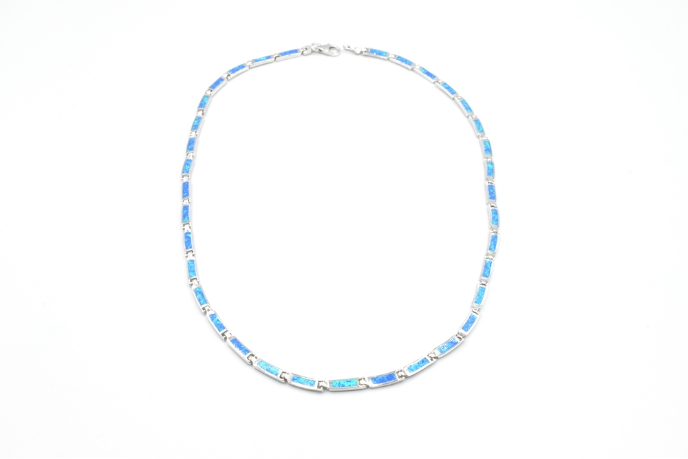 silver necklace with opal 