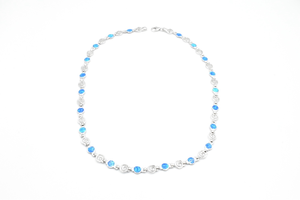 silver necklace with opal 