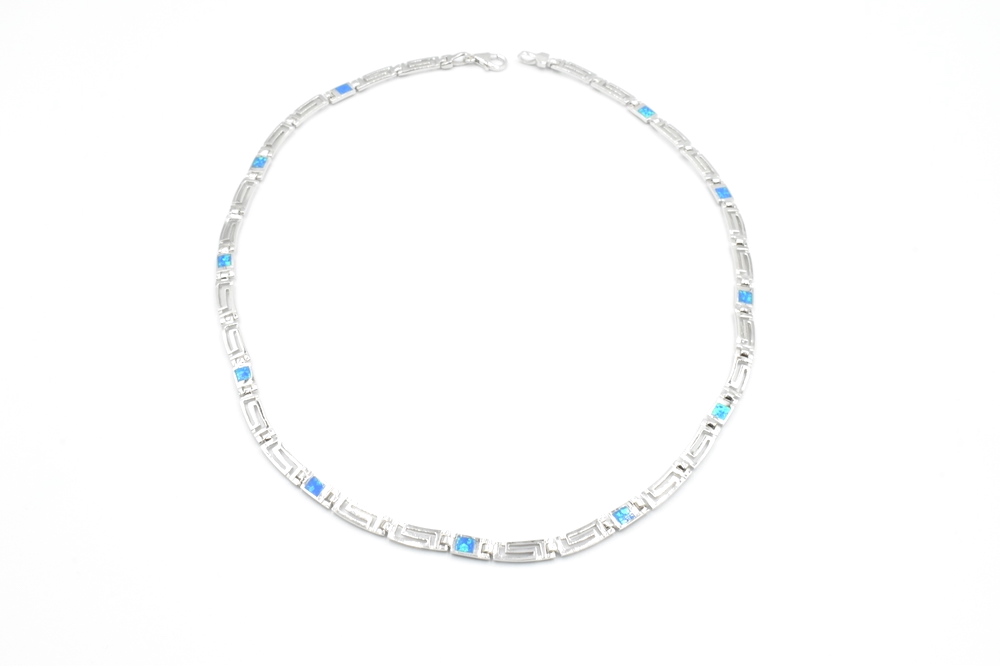 silver necklace with opal 