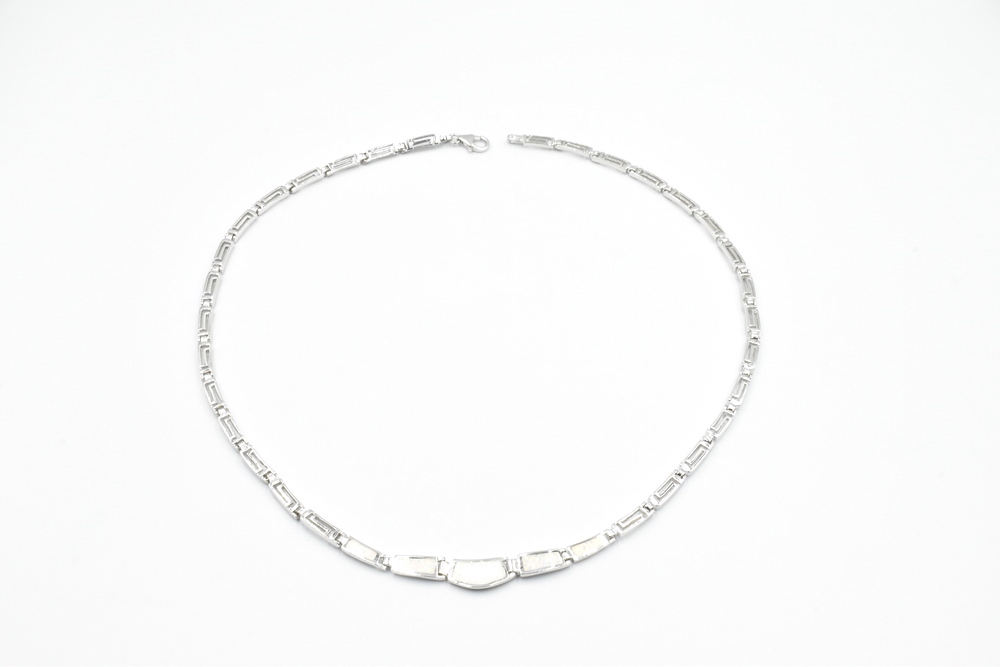 silver necklace with opal 