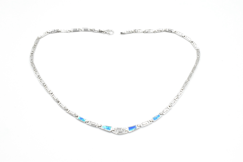 silver necklace with opal 