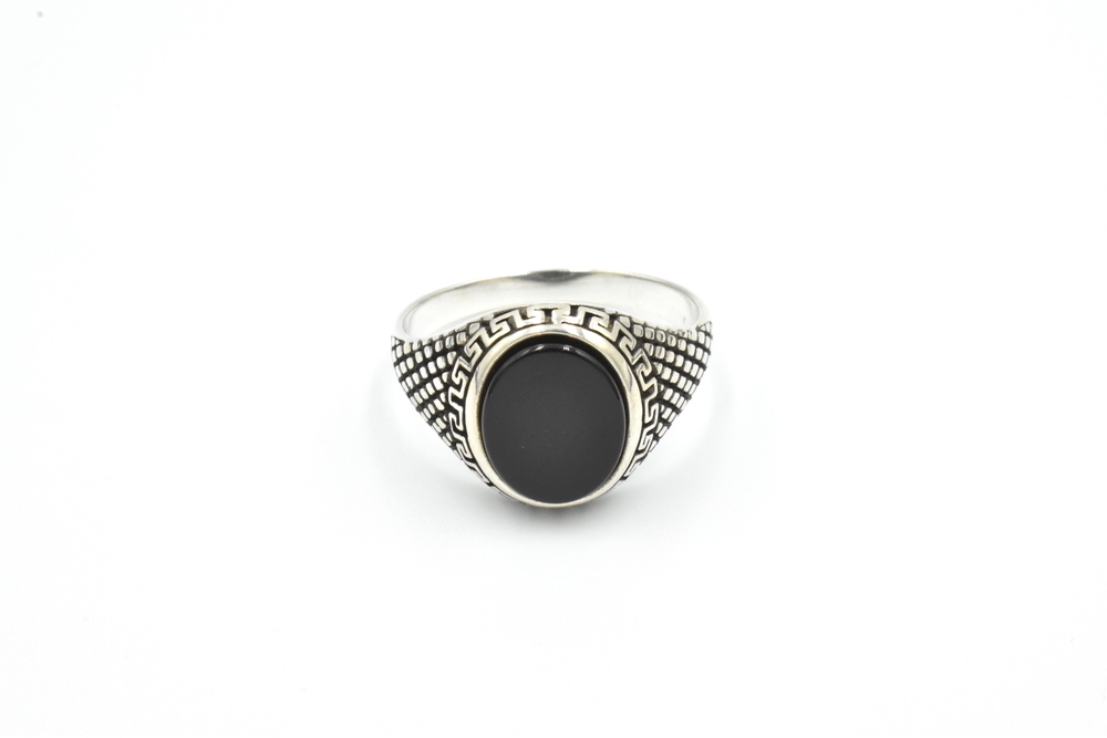 silver ring with onyx